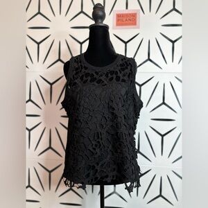 Valerie Stevens Black Lace Short Sleeve Top